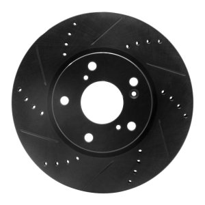 Honda Accord Brake Rotor (1) - Front Left - R1 Concepts - Drilled & Slotted - Black - `16-`25